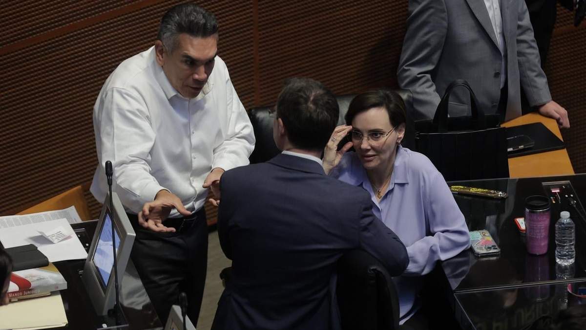 Alejandro Moreno, Lilly Téllez y Ricardo Anaya durante sesión ordinaria en Cámara de Senadores, el martes 5 de noviembre de 2025