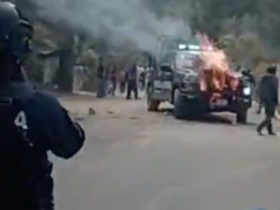 Agresión a policías en Lerma deja dos patrullas incendiadas y dos presuntos delincuentes heridos