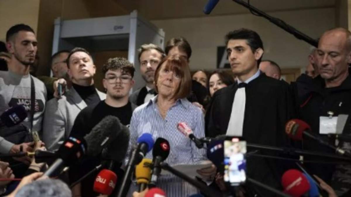 Gisele Pelicot habla con la prensa a la salida del juzgado, en el tribunal de Aviñón, sur de Francia