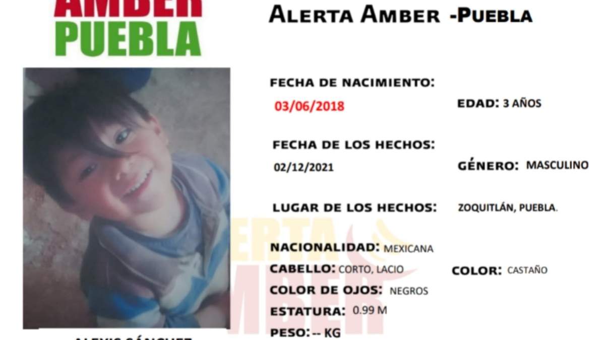 La Alerta Amber por la desaparición de un niño de 3 años en Puebla