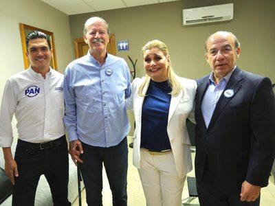 Felipe Calderón y Vicente Fox respaldan a Maru Campos en evento del PAN en Chihuahua