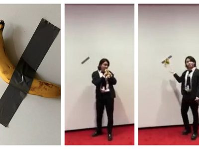Tenía hambre: Estudiante se come la obra “Comediante”, de Maurizio Cattelan (Video)