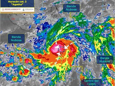 La Conagua califica como “peligroso” al huracán Agatha; se dirige hacia las costas de Oaxaca
