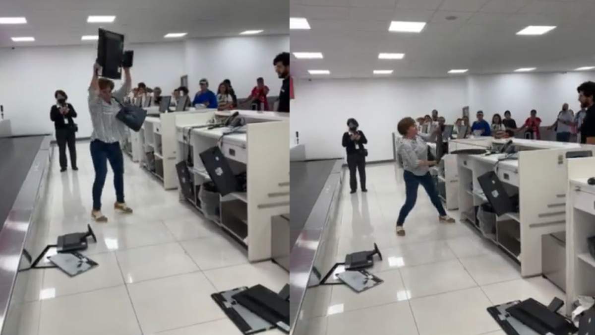 La mujer azota equipo de cómputo