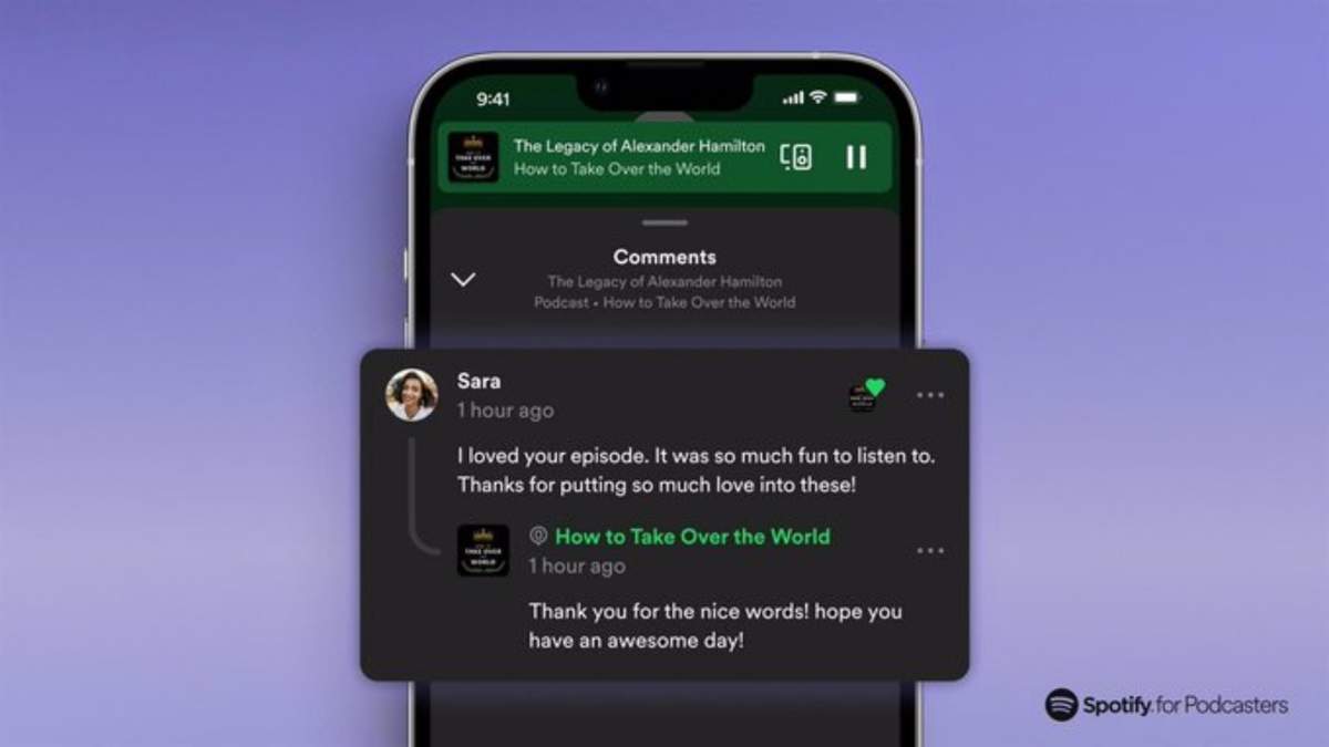 Nuevos comentarios para pódcast en Spotify