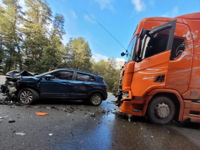 Villa La Angostura: chocaron un camión y un auto en Siete Lagos