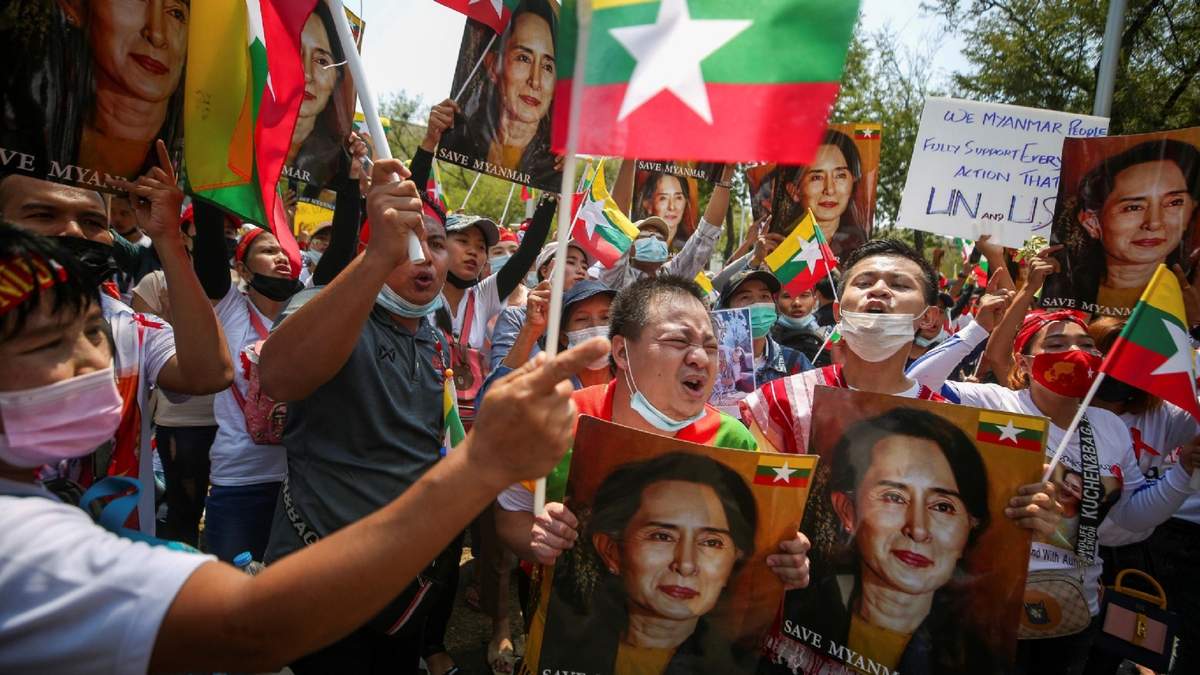 Protestas en Rangún, la ciudad más grande de Myanmar. Fuente: (Twitter)