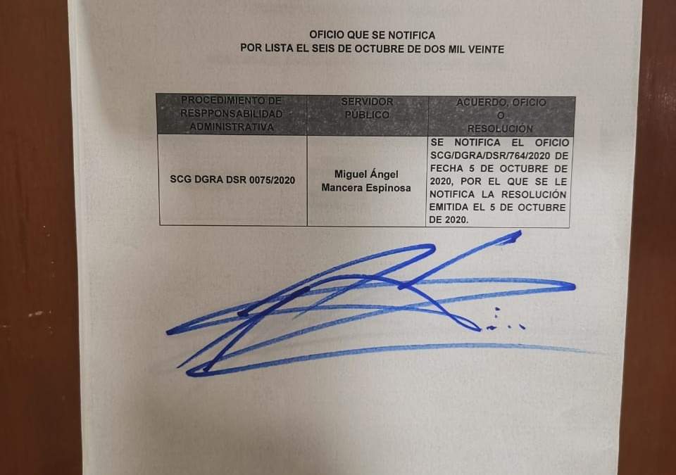 Mancera fue notificado el 6 de octubre. Foto: Especial