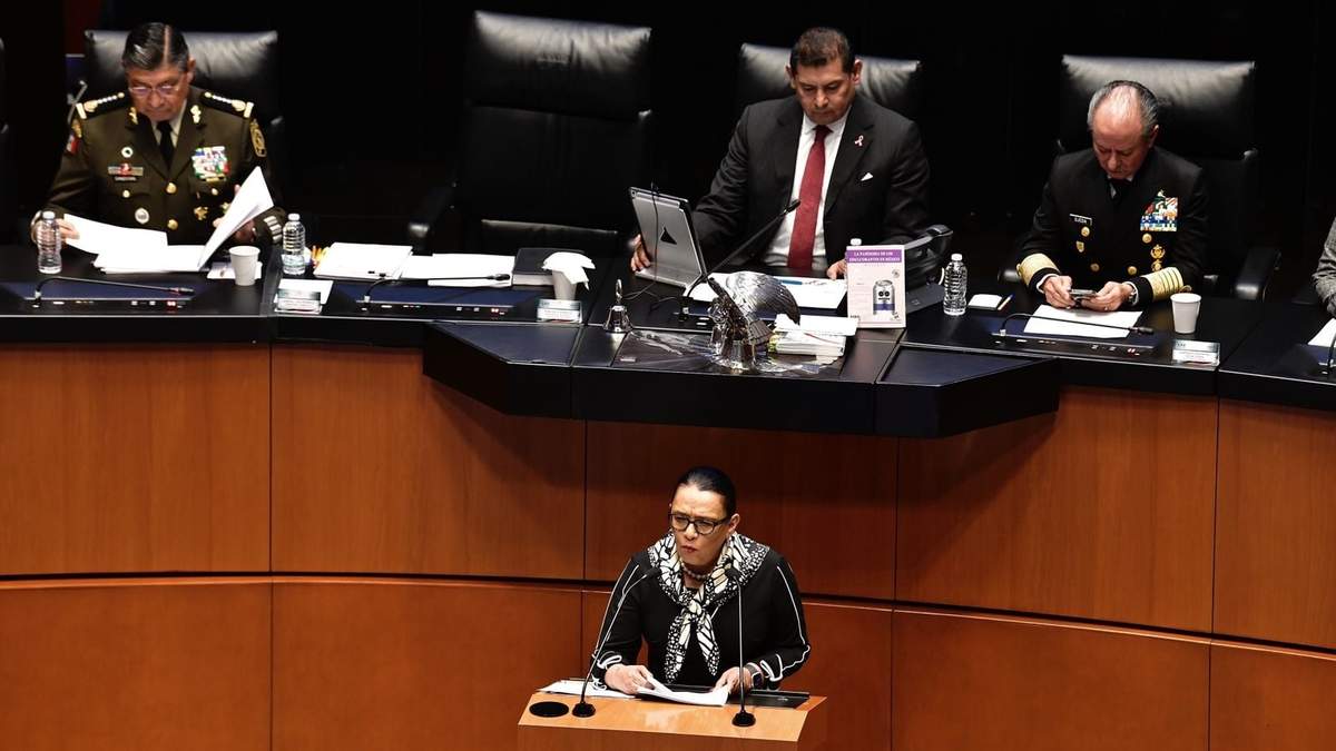 Rosa Icela Rodríguez en su comparecencia ante el Senado