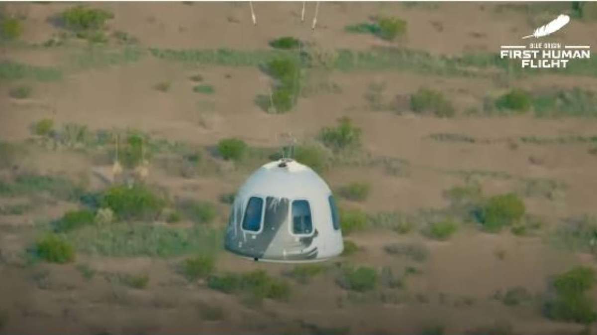 El aterrizaje de la cápsula New Shepard de Blue Origin