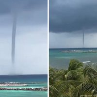 Captan una tromba marina en la playa Xpu-Há, cerca de Playa del Carmen (Video)