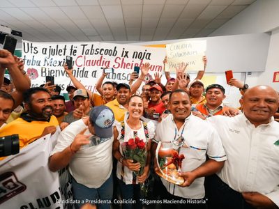 En Tabasco, Sheinbaum descarta traicionar a AMLO y ofrece mantener su legado