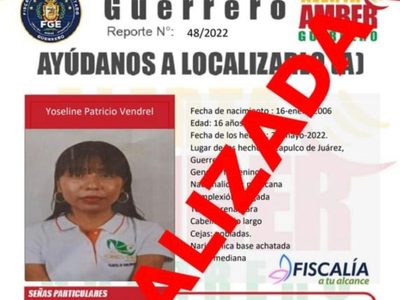 Yoseline, de 16 años, fue secuestrada en Acapulco cuando iba a la escuela; ya fue localizada