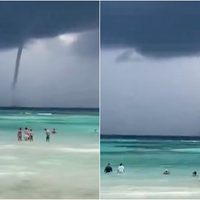 Captan una tromba marina en las playas de Tulum, Quintana Roo