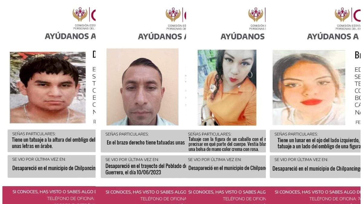 Fichas de la familia desaparecida