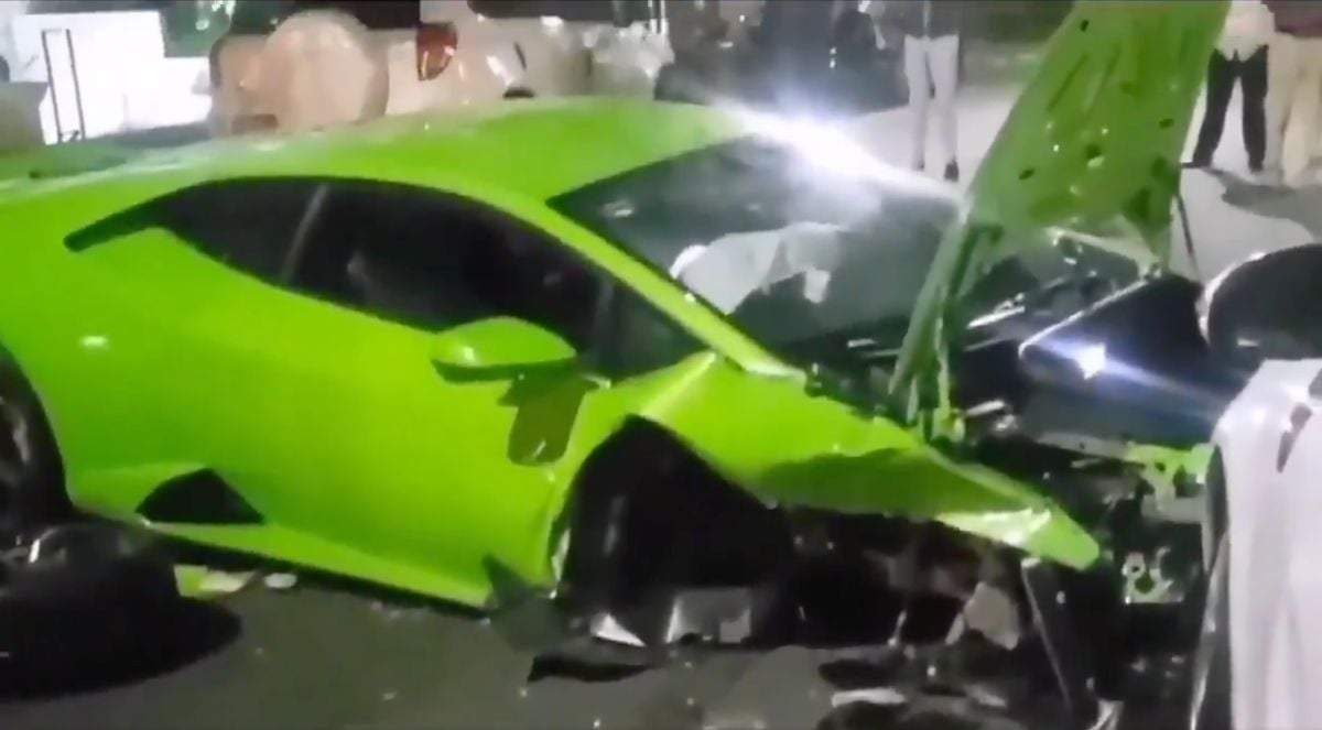 El Lamborghini chocado en Polanco.