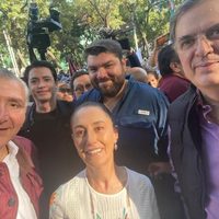 Las “corcholatas” Claudia Sheinbaum, Adán Augusto y Marcelo Ebrard marchan unidos con AMLO (Video)