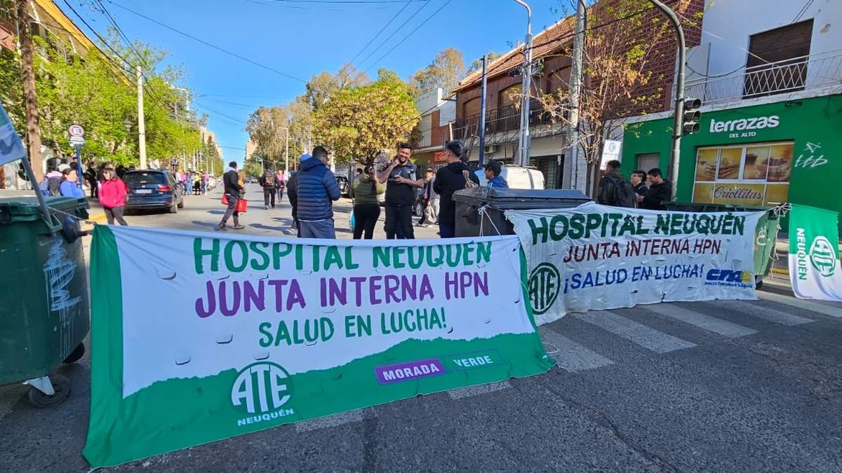 Protesta en el hospital Castro Rendón. Fuente: (Javier Manzano - Minuto Neuquén)