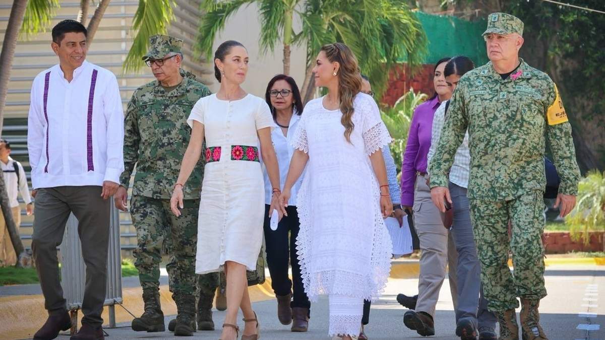 La presidenta Claudia Sheinbaum y la gobernadora de Guerrero, Evelyn Salgado