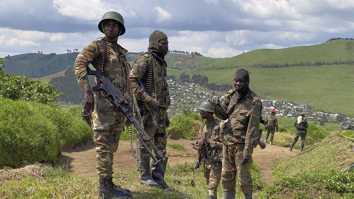 Elementos del Ejército congoleño en Kamanyola, en Walungo, Kivu Sur