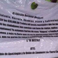 En mantas, limoneros se quejan con el Ejército por cobro de cuotas del crimen en Michoacán
