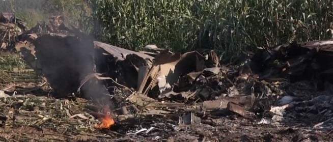 Restos del avión accidentado en Grecia