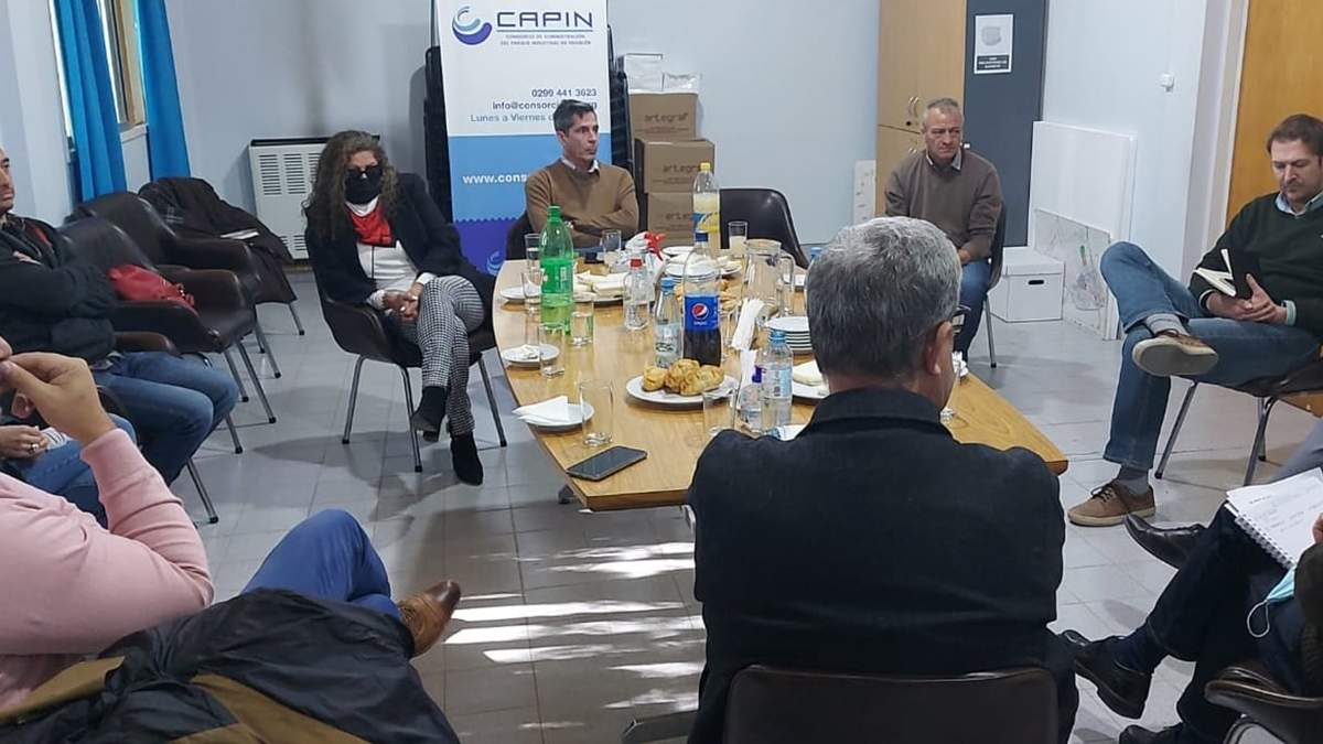 El ministro de Producción e Industria, Facundo López Raggi y la subsecretaria de Industria, Claudia Afione, junto a empresarios del CAPIN. Fuente: (Facebook)