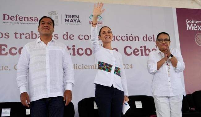 Sheinbaum da banderazo para la construcción del parque ecoturístico “La Ceiba” en Palenque, Chiapas