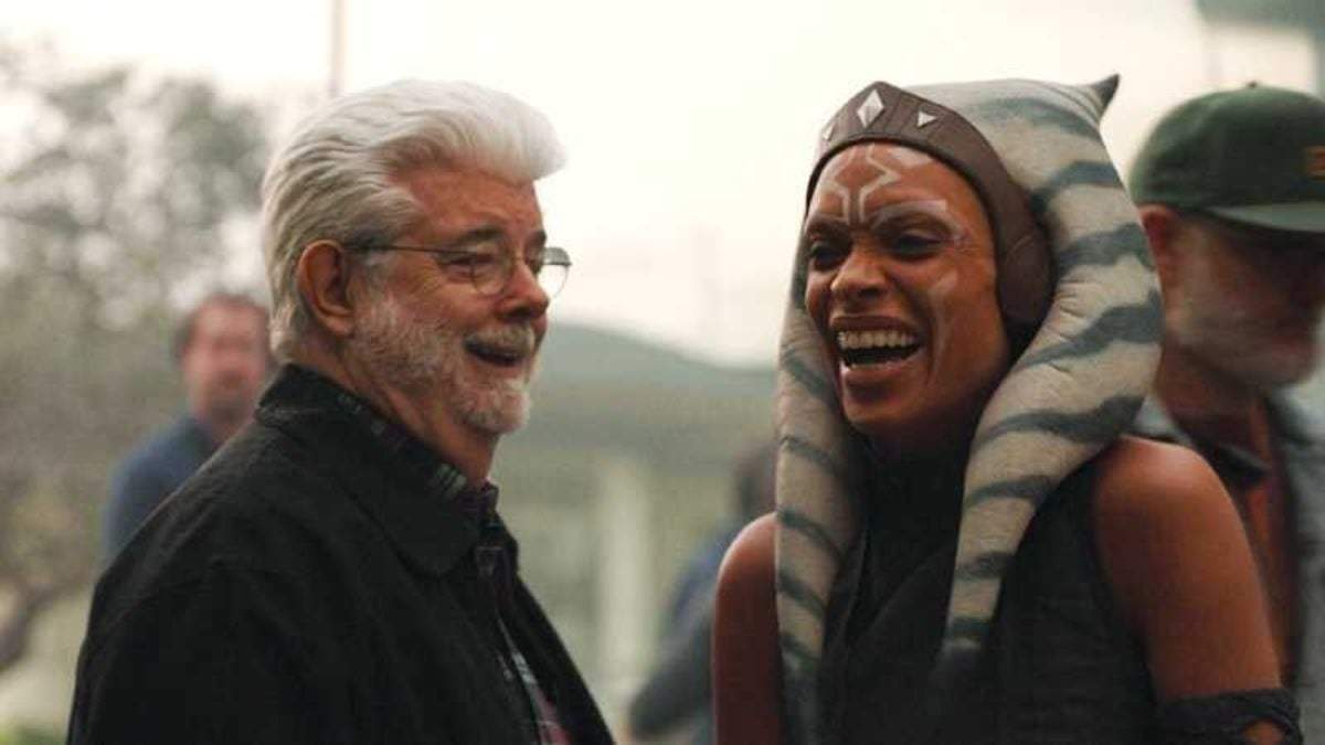 George Lucas en el set de filmación de The Mandalorian