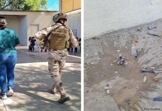 Militares acudieron a inspeccionar la iglesia. Se encontraron fragmentos del artefacto en el patio del recinto