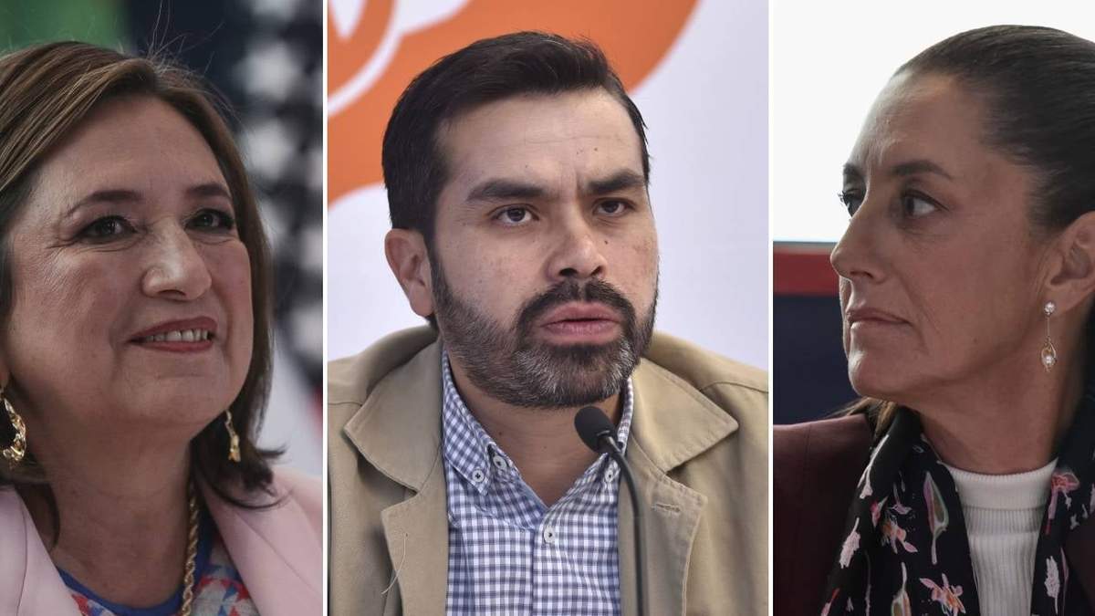 Los candidatos presidenciales, Xóchitl Gálvez, Jorge Álvarez Máynez y Claudia Sheinbaum