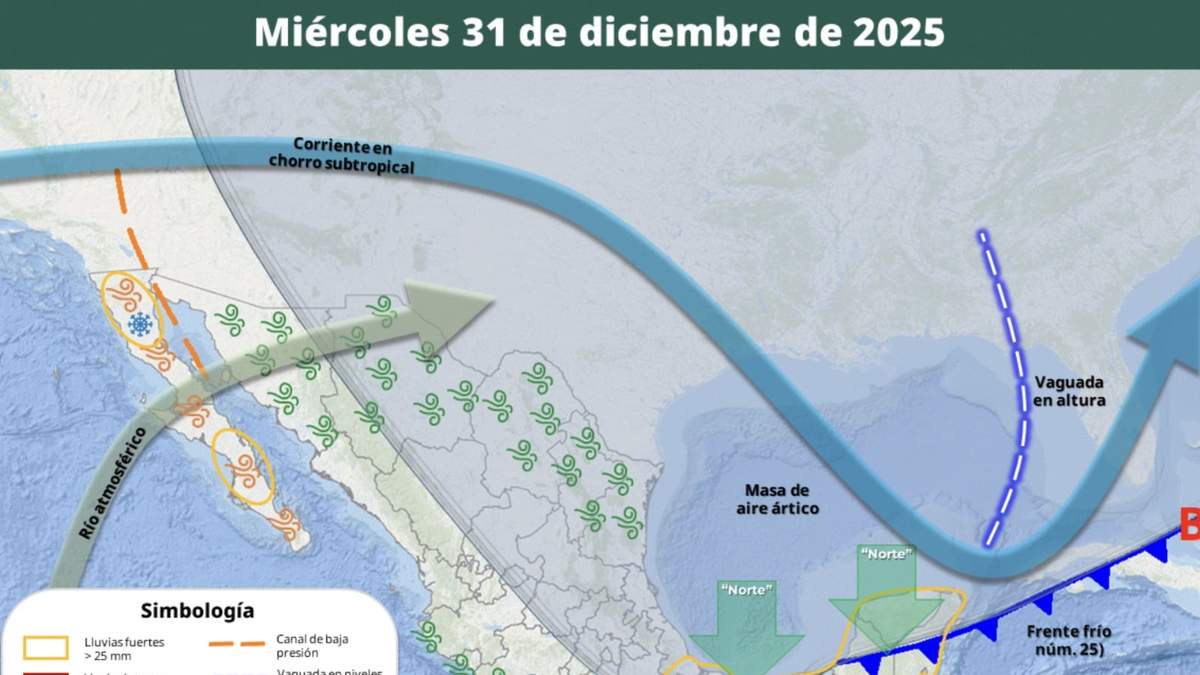 Mapa del tiempo para el 31 de diciembre