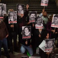 Periodistas y activistas protestan en Segob tras el asesinato de Luis Martín Sánchez