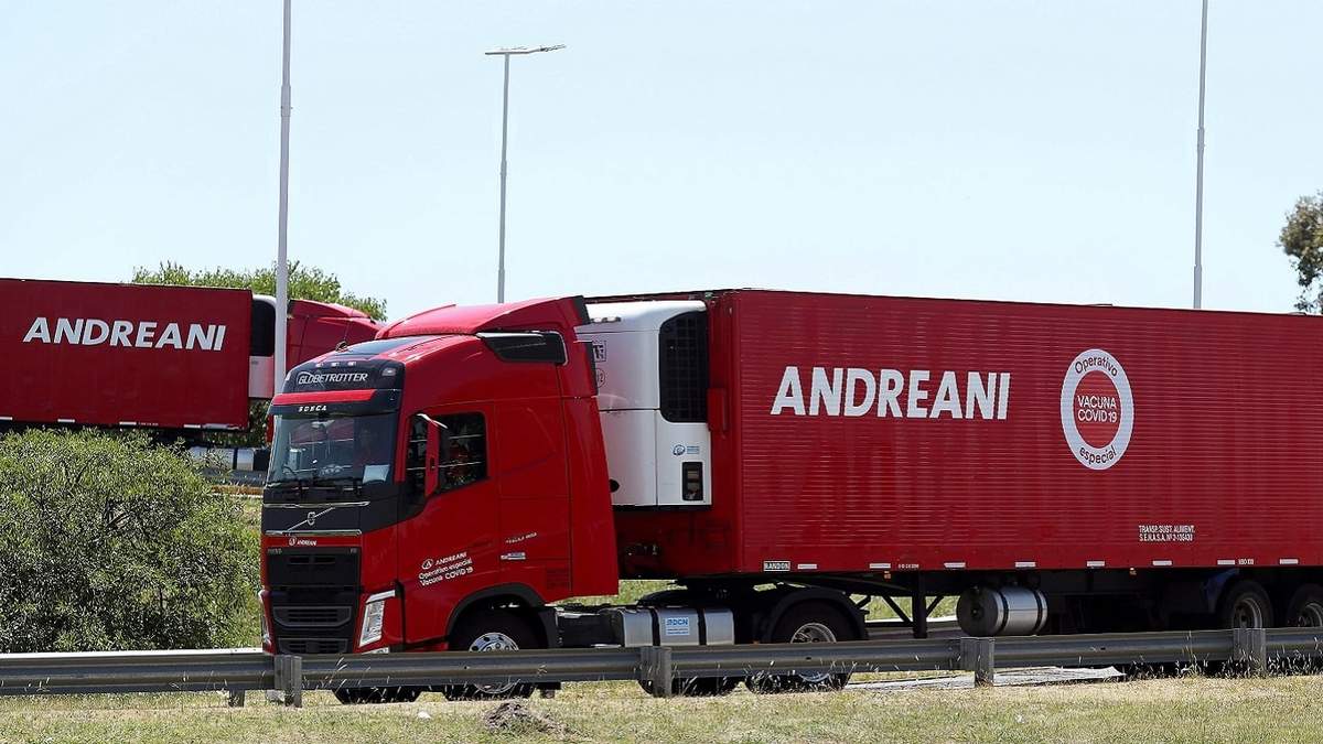 Andreani, la empresa encargada de distribuir las vacunas. Fuente: (Twitter)