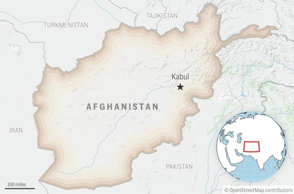 Este es un mapa de localización de Afganistán con su capital, Kabul.