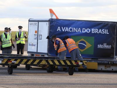 Llegaron a Brasil 5,5 millones de dosis de la vacuna contra el coronavirus de Sinovac
