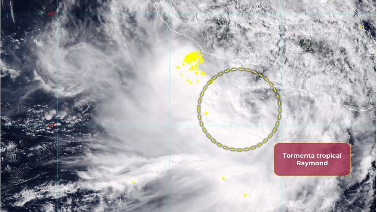 Vista satelital de la tormenta tropical Raymond