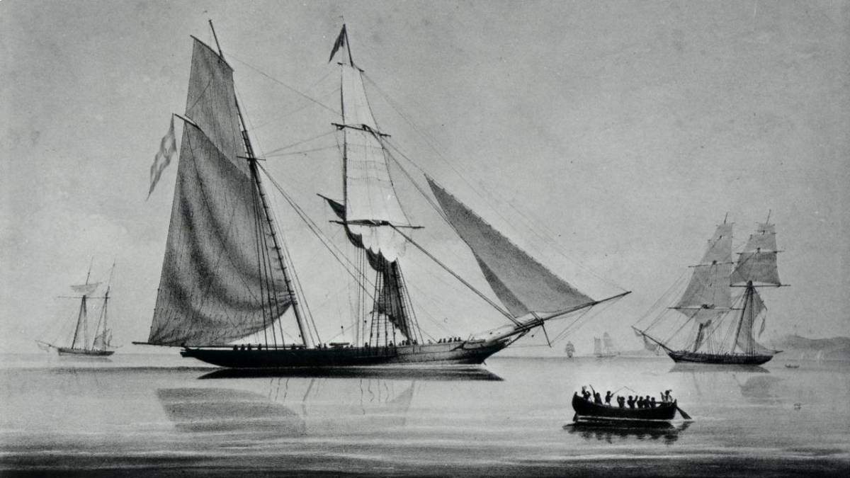 Una ilustración de principios del siglo XIX muestra un barco de esclavos y una canoa que transportaba africanos esclavizados