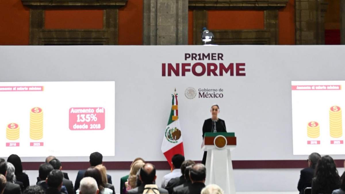 La presidenta Claudia Sheinbaum durante su Primer Informe de Gobierno en Palacio Nacional