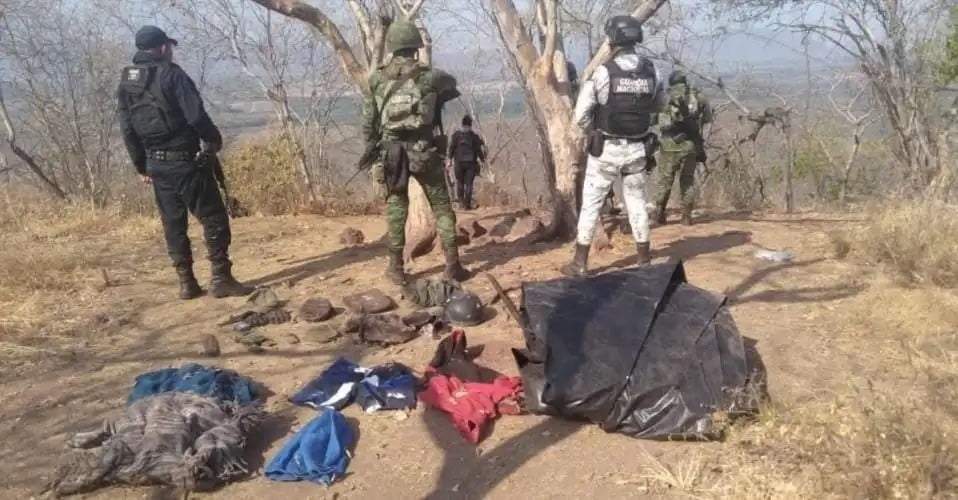 Narcocampamento descubierto en la comunidad El Limoncito, en el municipio de Aguililla, Michoacán