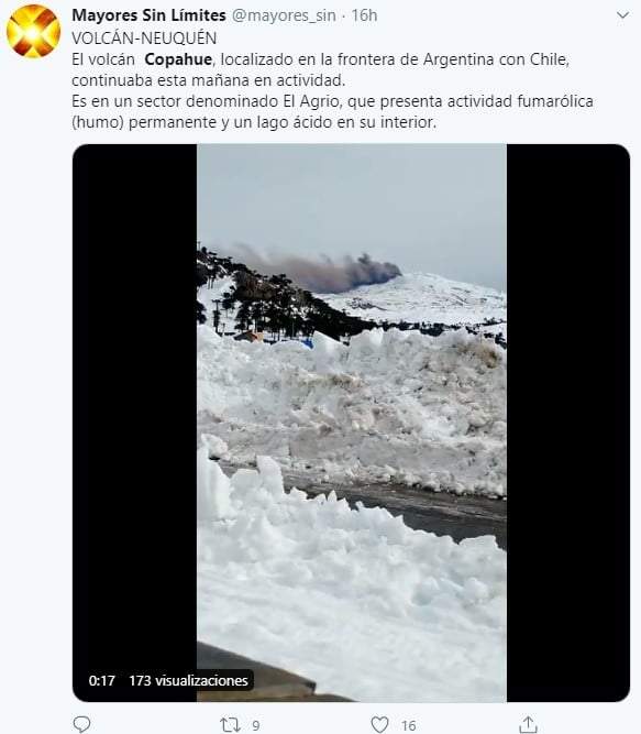 Volcán Copahue. Fuente: (Twitter)