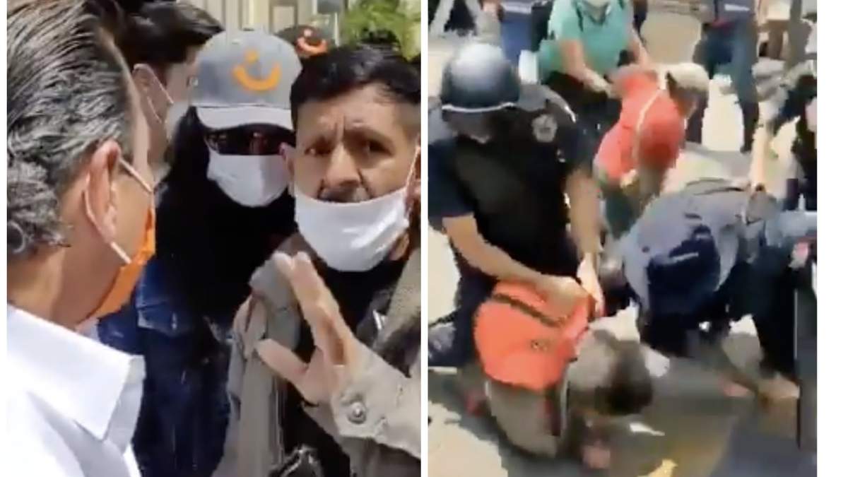 Simón Mireles, primero con Pablo Lemus y luego sometido por la policía