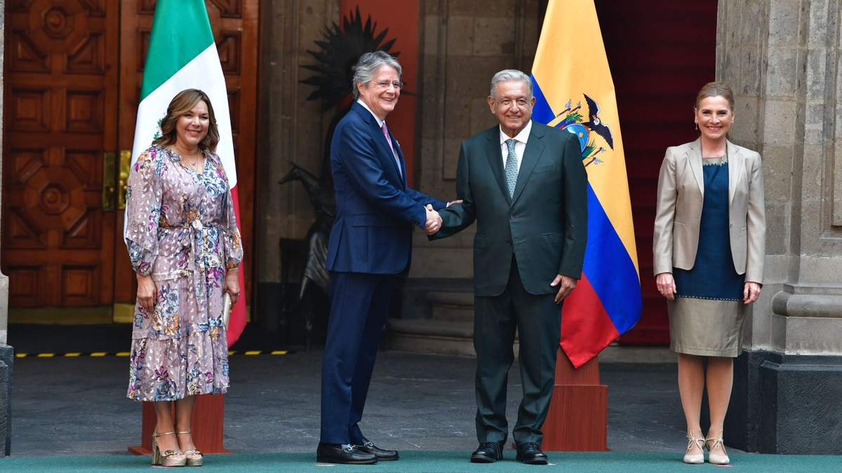 El presidente Andrés Manuel López Obrador recibió en Palacio Nacional a su homólogo de Ecuador, Guillermo Lasso