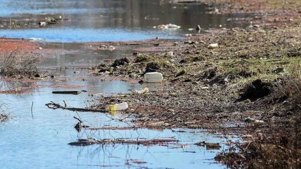 Basura acumulada en el río