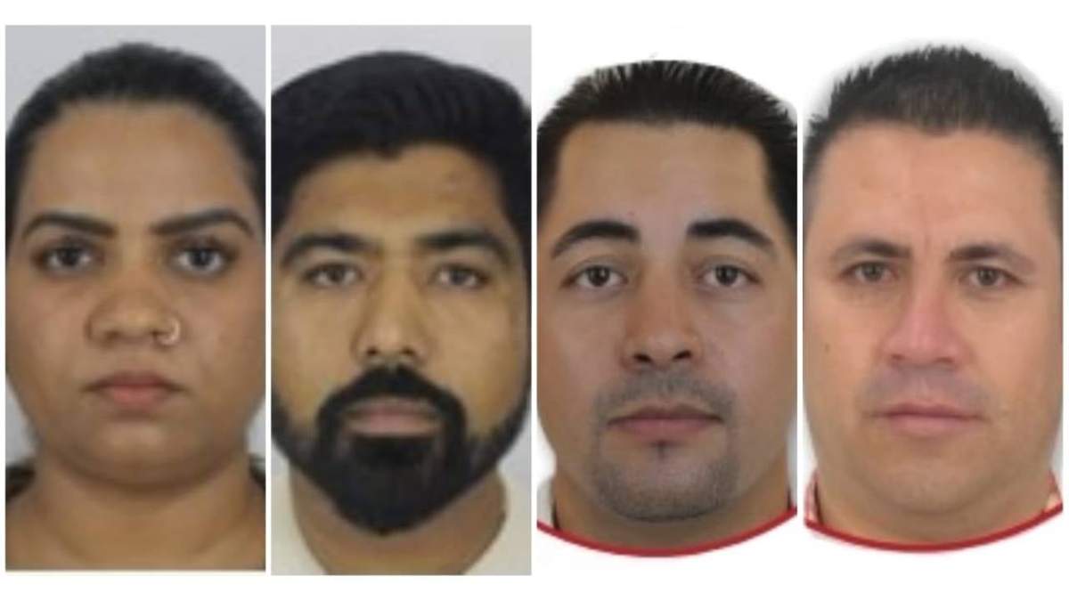 Red de tráfico de migrantes, sancionada por el Departamento del Tesoro de EU. De izquierda a derecha: Indu Rani, Vikrant Bhardwaj, Jorge Alejandro Mendoza Villegas y José Germán Valadez Flores