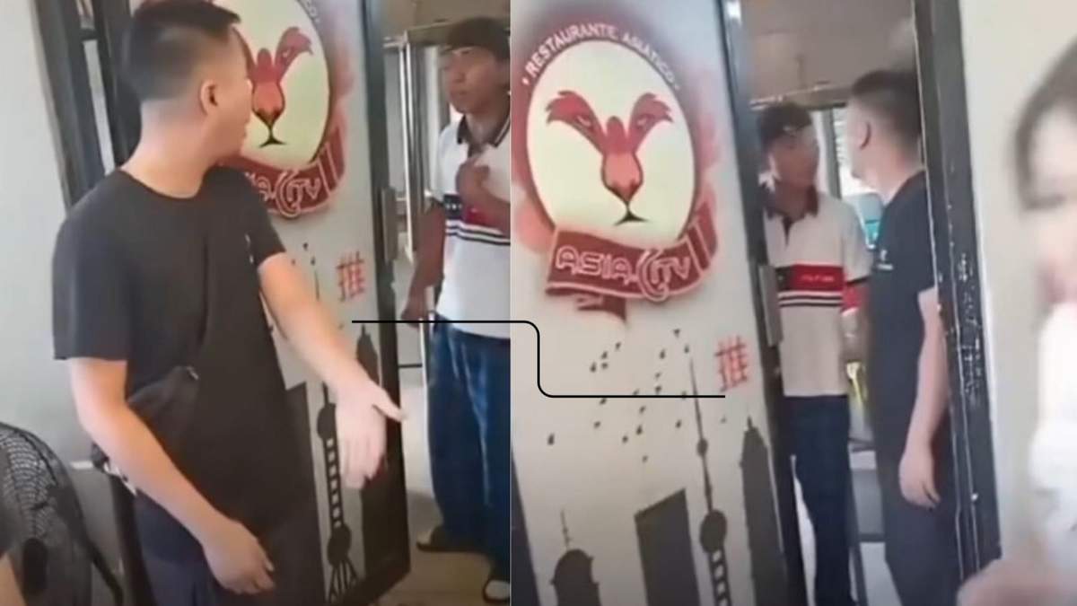 Momento de tensión durante la confrontación entre la madre y los dueños del restaurante.