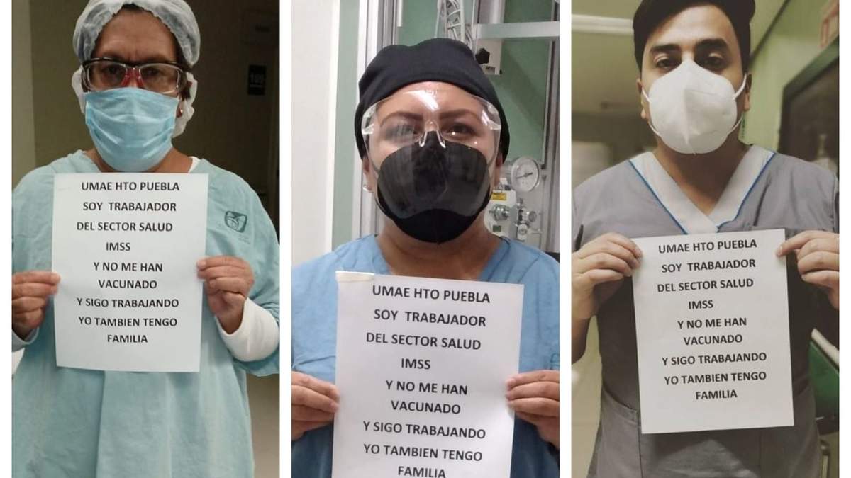 Protesta de personal médico del IMSS en Puebla