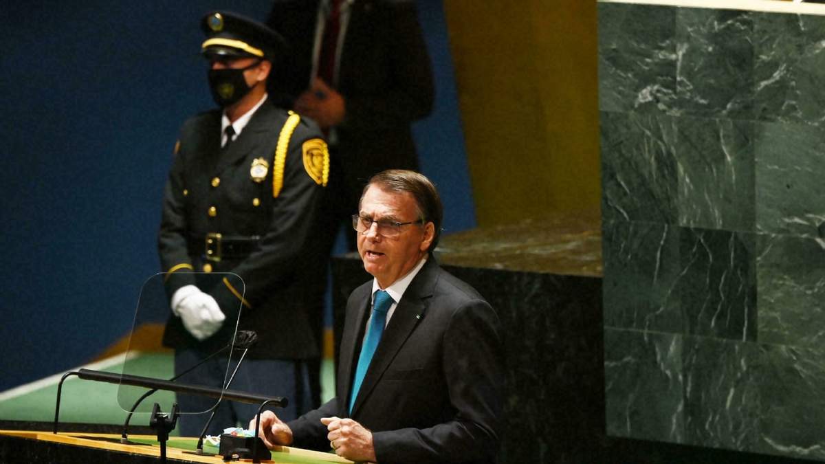 El presidente de Brasil, Jair Bolsonaro, ante la Asamblea General de las Naciones Unidas. Fuente: (Twitter)
