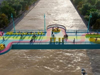 Nuevo arte para un conocido puente peatonal de Shangai