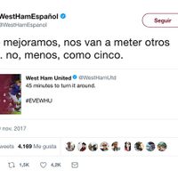 Mofa a Peña: West Ham alienta a sus jugadores para que no les metan otros tres goles, o menos, como cinco